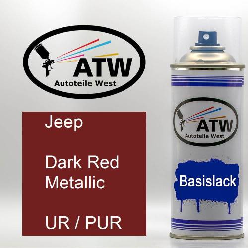 Jeep, Dark Red Metallic, UR / PUR: 400ml Sprühdose, von ATW Autoteile West.